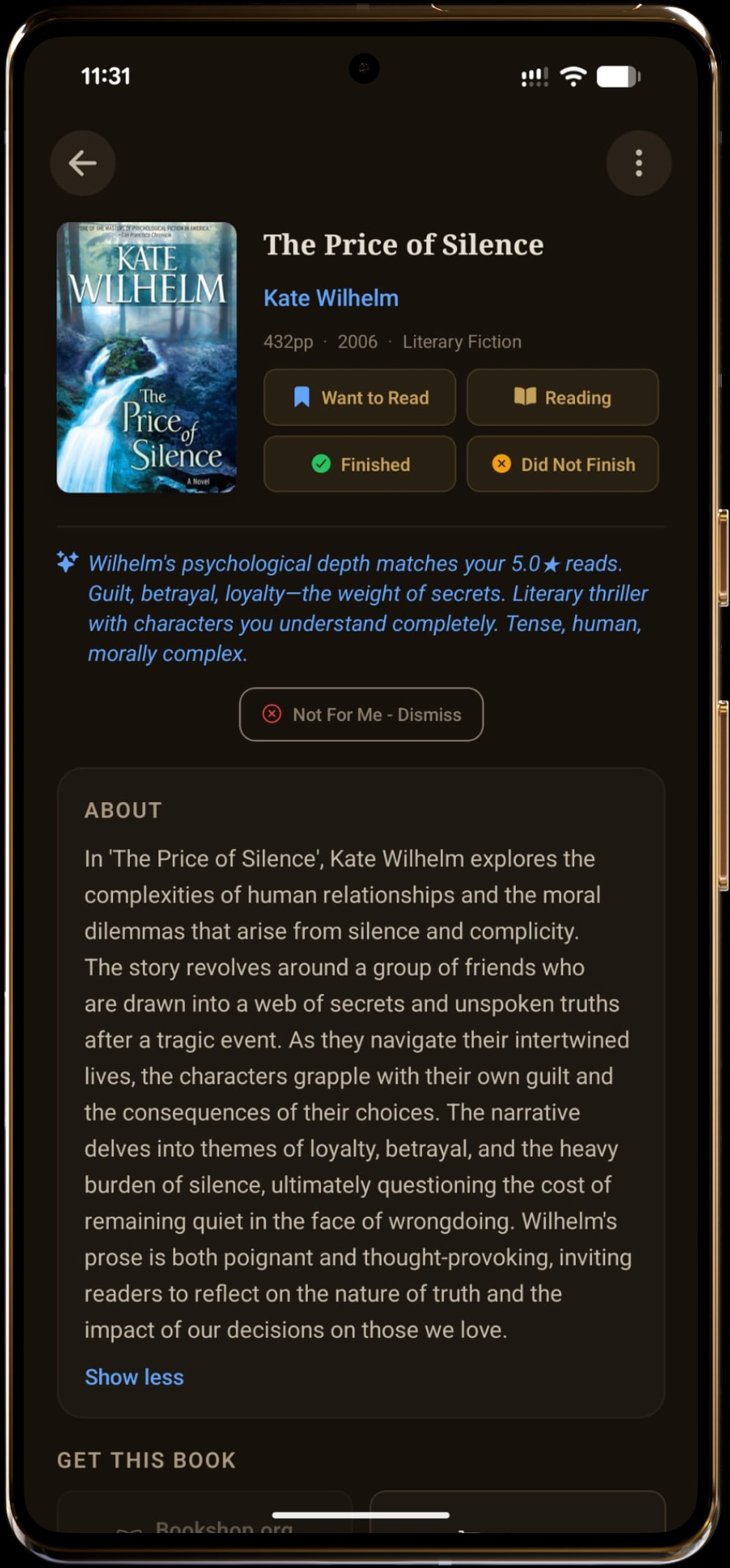 Shellf recommendation view